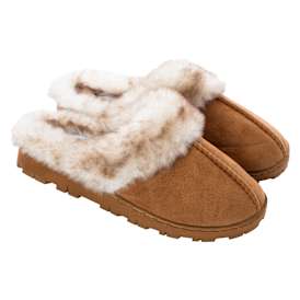 Ladies Faux Fur Lug Sole Scuff Slippers