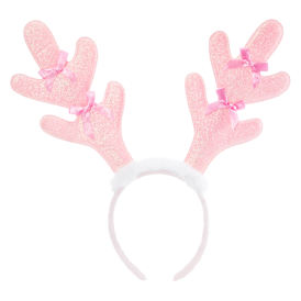 Glitter Antler Christmas Headband - Pink