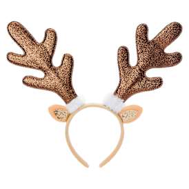 Glitter Antler Christmas Headband - Brown