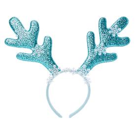 Glitter Antler Christmas Headband - Blue