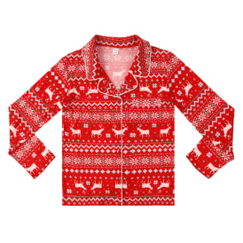 Long-Sleeve Christmas Pajama Shirt With Pocket