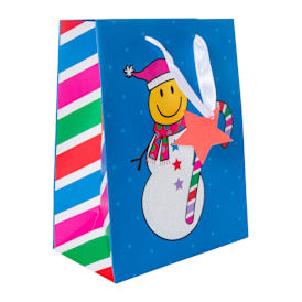 Happy Face Snowman Medium Gift Bag 7in x 9in