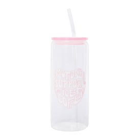 Printed Glass Tumbler With Lid & Straw