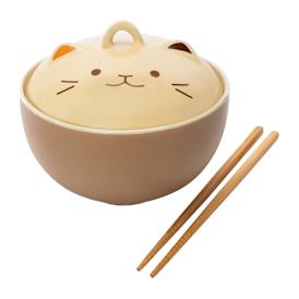 Cat Noodle Bowl With Chopsticks 23oz