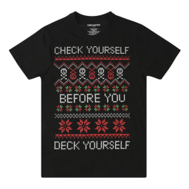 'Check Yourself Before You Deck Yourself' Christmas Graphic Tee