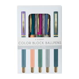 Color Block Ballpens 5-Count