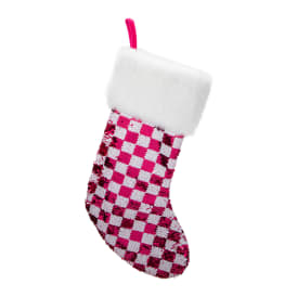 Sequin Check Christmas Stocking