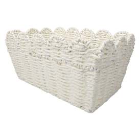 Scallop Woven Paper Storage Bin 12in x 8in