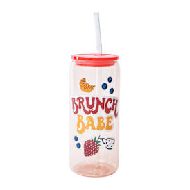 Printed Glass Tumbler W/ Straw 20oz