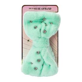 Rhinestone Plush Headband - Green