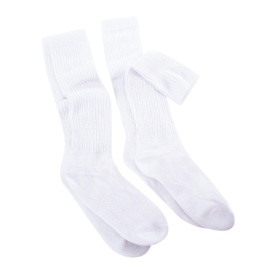 Ladies White Slouch Crew Socks 2-Pack