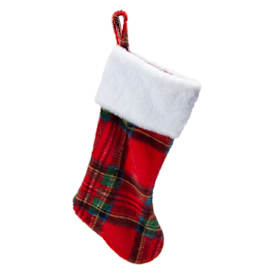 Fuzzy Plaid Christmas Stocking