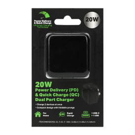 20W Power Delivery & Quick Charge USB-C & USB Dual Port Wall Charger