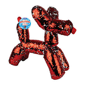 Ploofs™ Big Balloon Animal Dog Sequin Plush Red & Silver