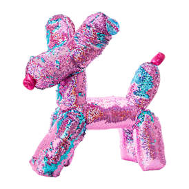 Ploofs™ Big Balloon Animal Dog Sequin Plush Pink & Blue