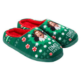 Elf 'OMG Santa!' Ladies Christmas Fleece-Lined Slippers