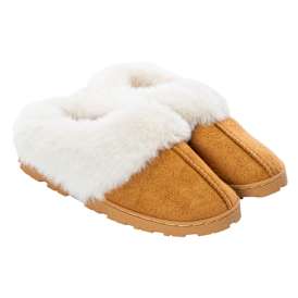 Women's Fluffy Suede Scuff Slippers