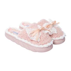 Ladies Fluffy Bow Slippers