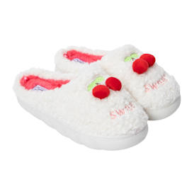 Ladies Fluffy Cherry Slippers